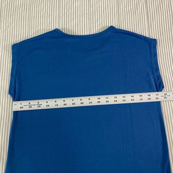 Lucky Brand Girls M Blue Sleeveless Tee Clover Logo Flame Resistant Casual - Picture 5 of 6